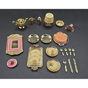 Vtg Mattel Barbie "Gold/YELLOW" TeaParty Plate Platter Spoons Knifes Replacement